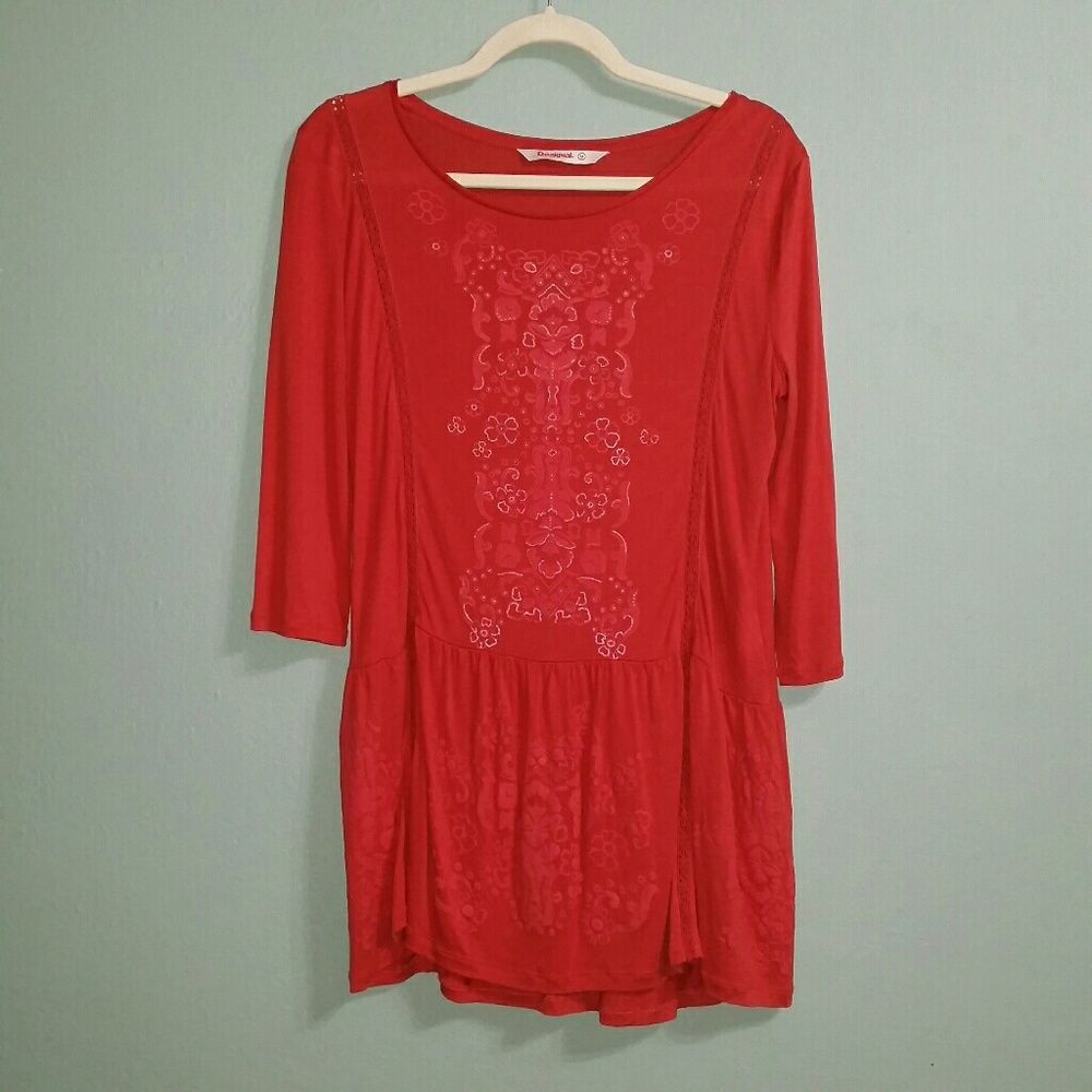 Desigual T-shirt Paris Lace Motif Printing Size Medium